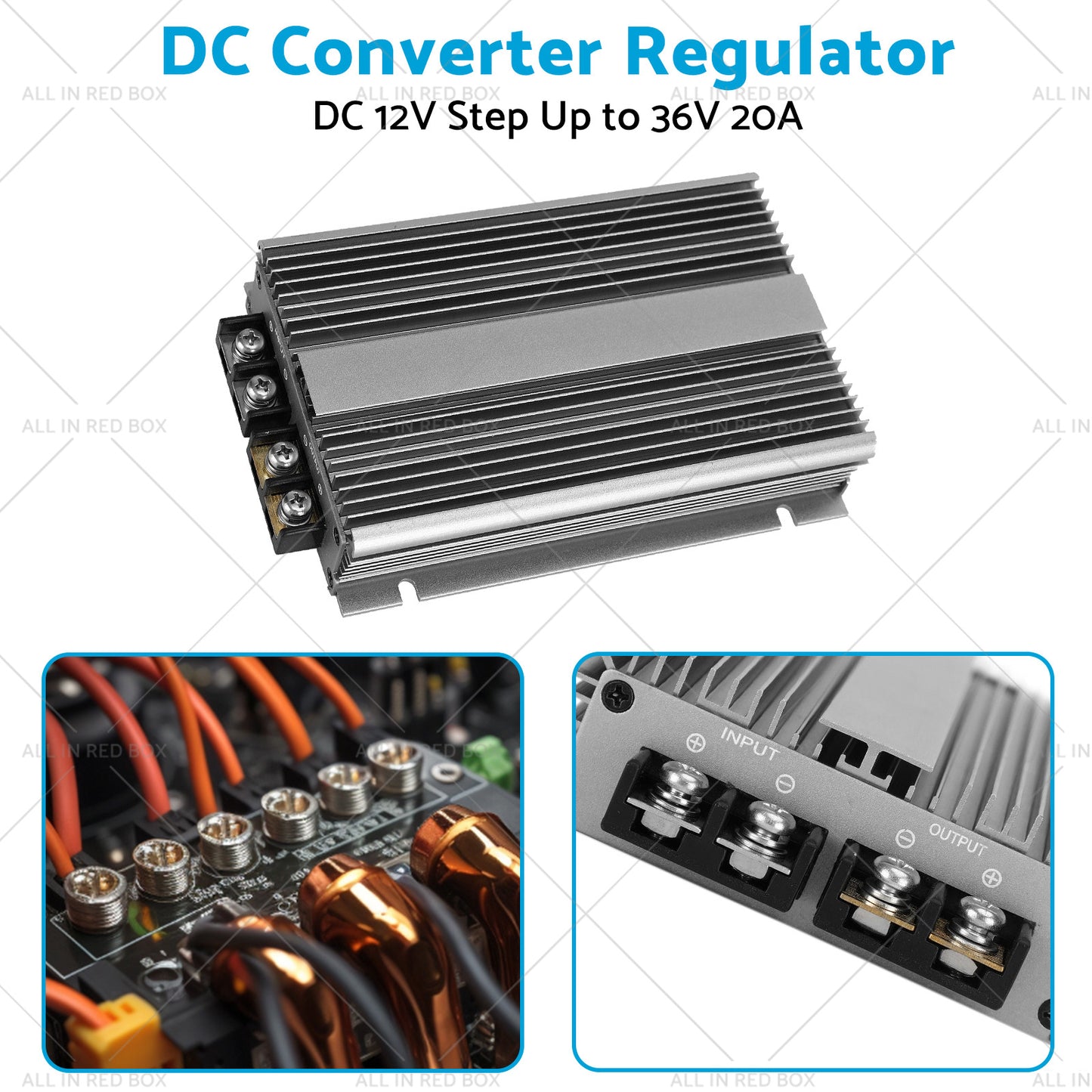 Waterproof DC-DC 12V Step Up to 36V 20A Converter Regulator Car Power Supply