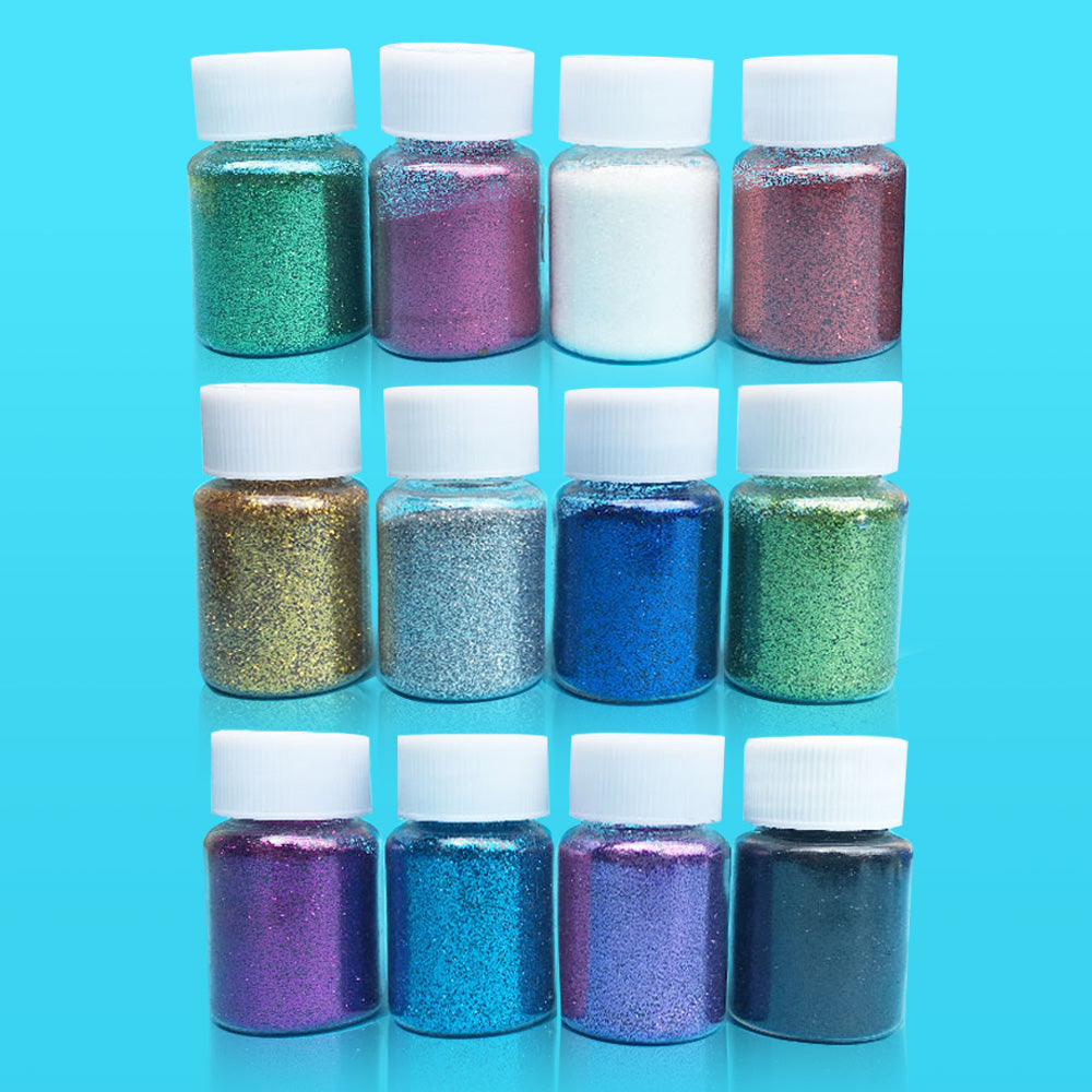 24 x 20ml Colors Glitter Pigment Debris Resin Epoxy Dream Flash Powder Crafts