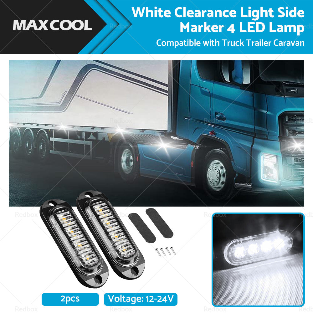 White Clearance Light Side Marker 4 LED Suitable For Truck Trailer Caravan Lamp