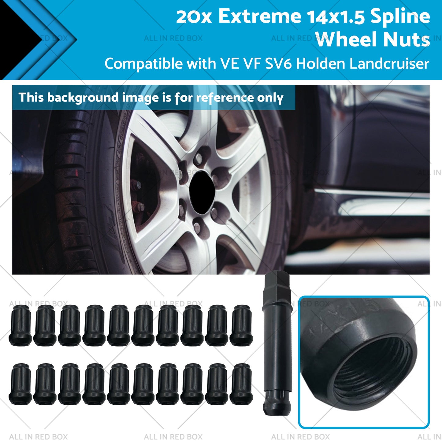 20x Extreme 14x1. 5 Spline Wheel Nuts Suitable for Holden Landcruiser VE VF SV6