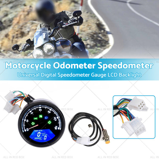 Universal Digital Motorcycle Odometer Speedometer Tachometer Gauge LCD Backlight