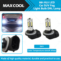 2x 881 H27 Extremely Bright 30W 6000K White LED Car SUV Fog Light Bulb DRL Lamp