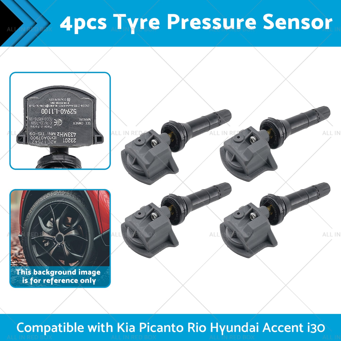 4X Suitable for Kia Sorento Hyundai i30 TPMS Tyre Pressure Sensors 52940-L1100