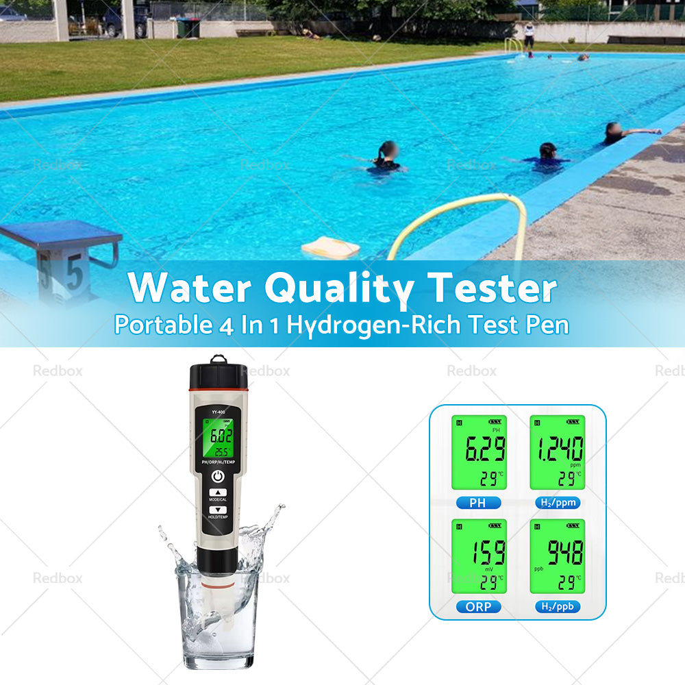 Portable 4 In 1 Hydrogen-Rich Test Pen PH ORP TEMP Water Quality Meter Tester