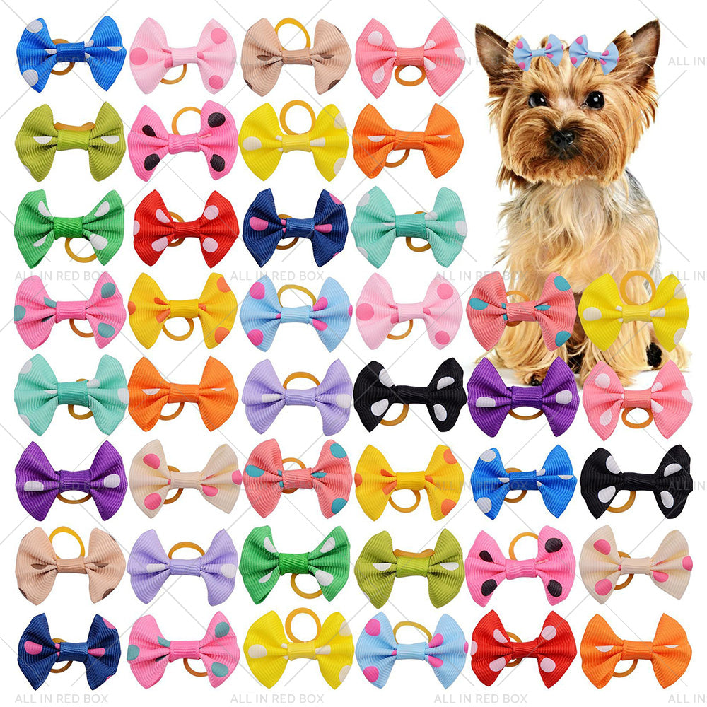 Up To 100PCS Pet Small Dog Hair Bows Rubber Bands Puppy Cat Grooming Accessory