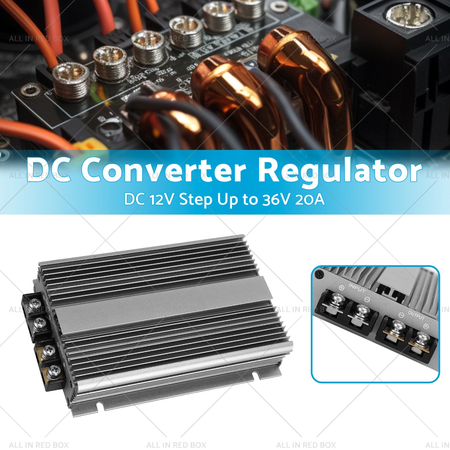 Waterproof DC-DC 12V Step Up to 36V 20A Converter Regulator Car Power Supply