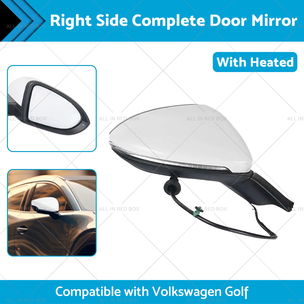 Door Mirror Suitable for VW Golf MK7 2013-2021 Right Driver Side White Heated