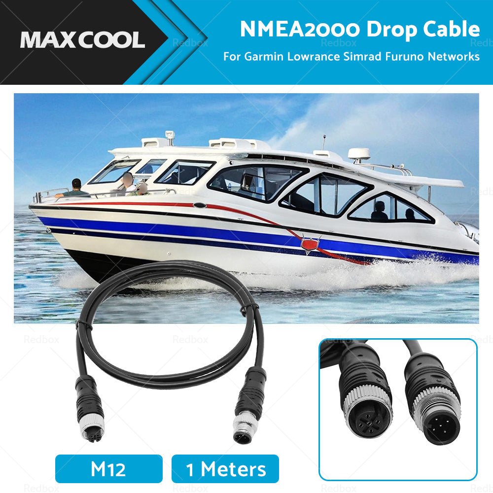 5-Core Black Female Straight Head to Male Straight Head 1m NMEA2000 Drop Cable