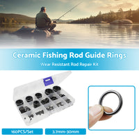 160Pcs 3. 7mm-30mm Ceramic Fishing Rod Guide Rings Wear Resistant Rod Repair Kit