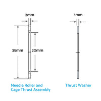 10PCS 20mm x 35mm x 2mm AXK2035 Thrust Needle Roller Bearing with AS2035 Washer