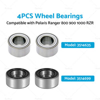 4PCS Wheel Bearings Suitable for Polaris Ranger 800 900 1000 RZR Front Rear