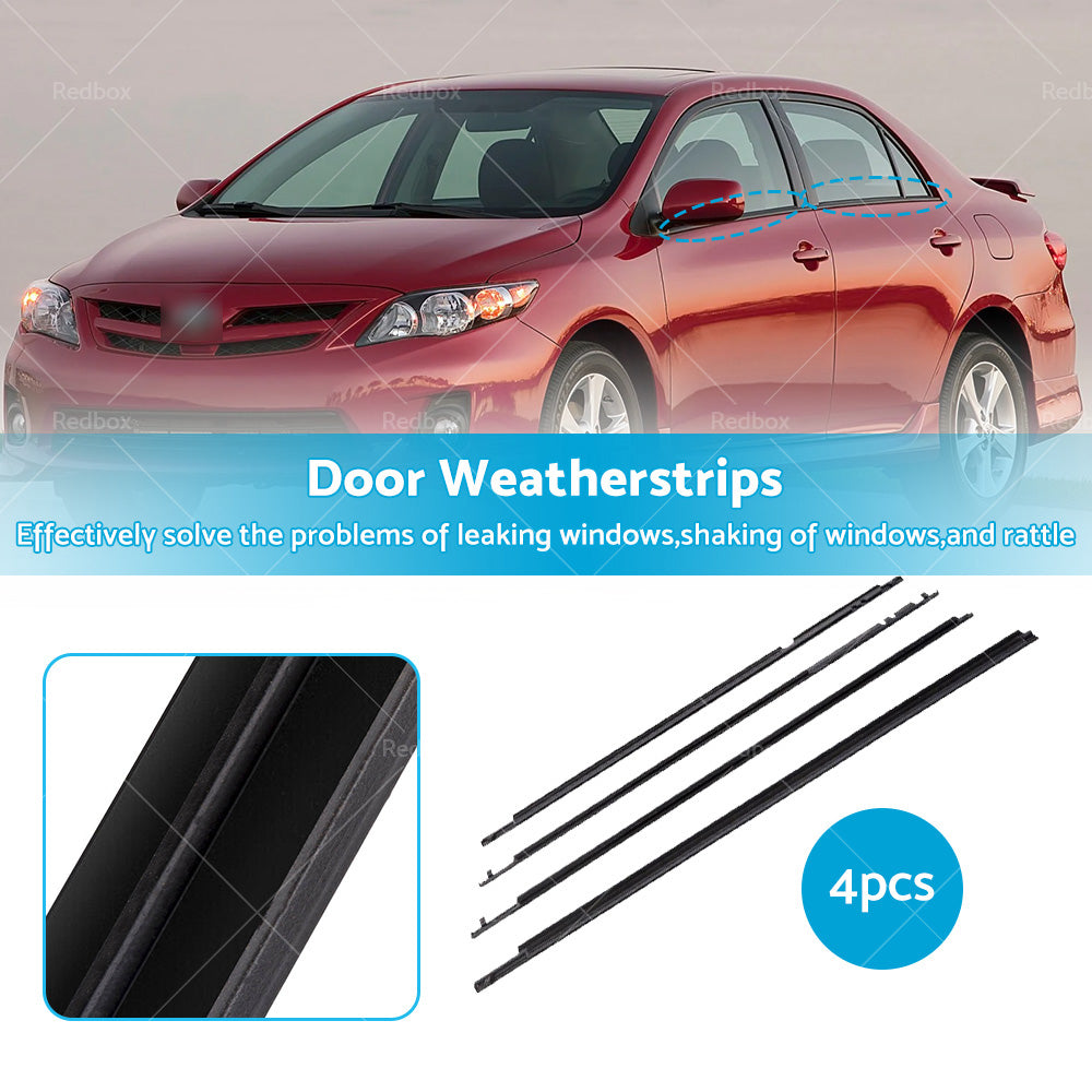 4xWindow Glass Seals Window Weather Strip Suitable For Toyota Corolla Sedan09-12