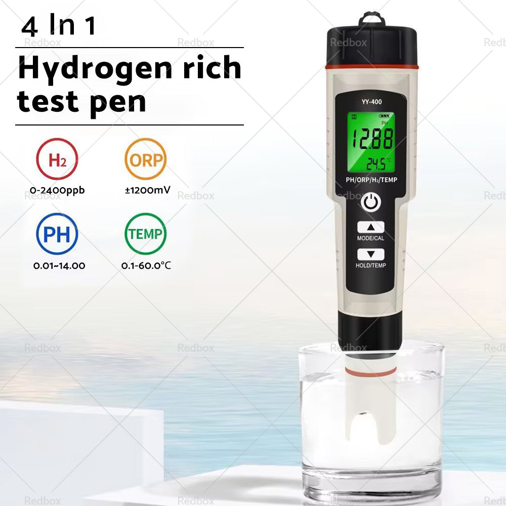 Portable 4 In 1 Hydrogen-Rich Test Pen PH ORP TEMP Water Quality Meter Tester