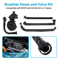 5PCS Crankcase Vent Valve  and  Breather Hose Kit Suitable for BMW M52 M54 E46 X3 X5