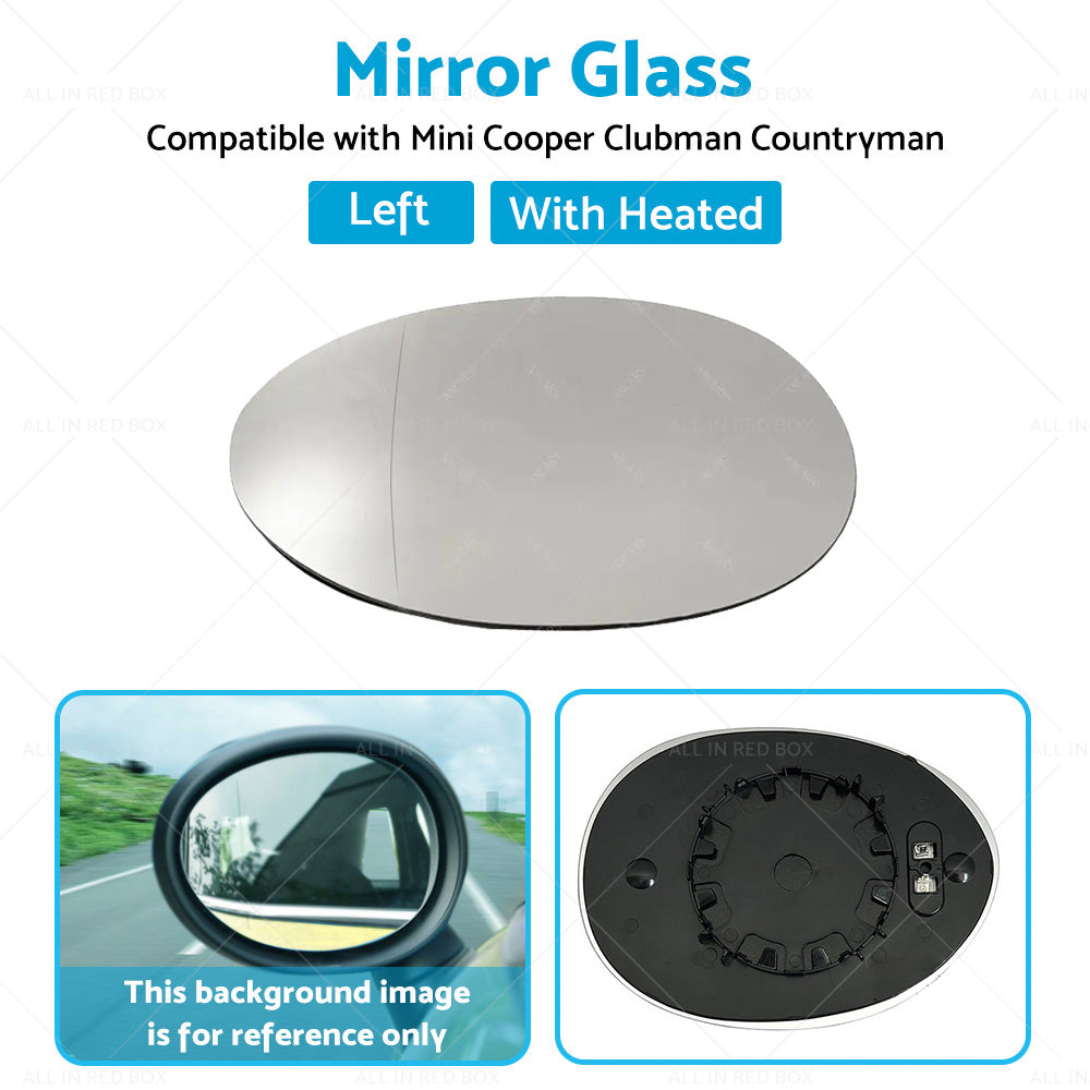 Left Mirror Glass Heated Back Plate Suitable for MINI Cooper F55 F56 Clubman F54