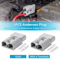 2 x GREY Suitable For ANDERSON STYLE PLUG 120A AMP PREMIUM HEAVY DUTY