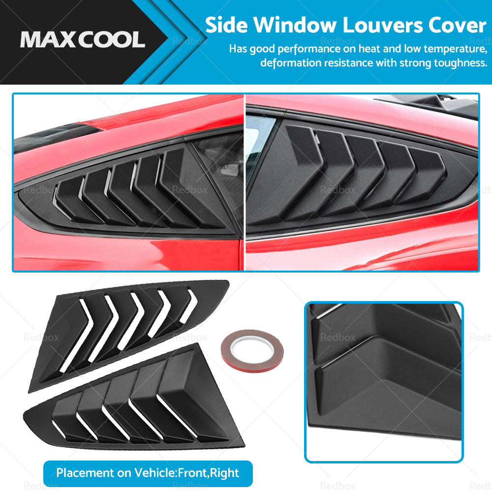 2x Side Window Louvers Sun Shade Cover Suitable For Ford Mustang 2015-2022