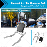 Backrest Sissy Bar Luggage Rack Suitable for Yamaha V-Star 650 Custom XVS650