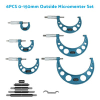 6pcs or set 0-150mm Precision Outside Micrometer Machinist Tool Set Carbide 0. 01mm