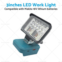 3in LED Work Light Suitable For Makita 18V Li-Ion Battery Workshop Flashlights