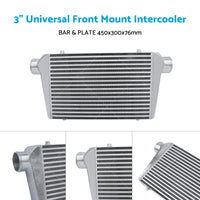 Intercooler 3 inch  Universal Aluminum Turbo 450x300x76mm Bar Plate FMIC Front Mount