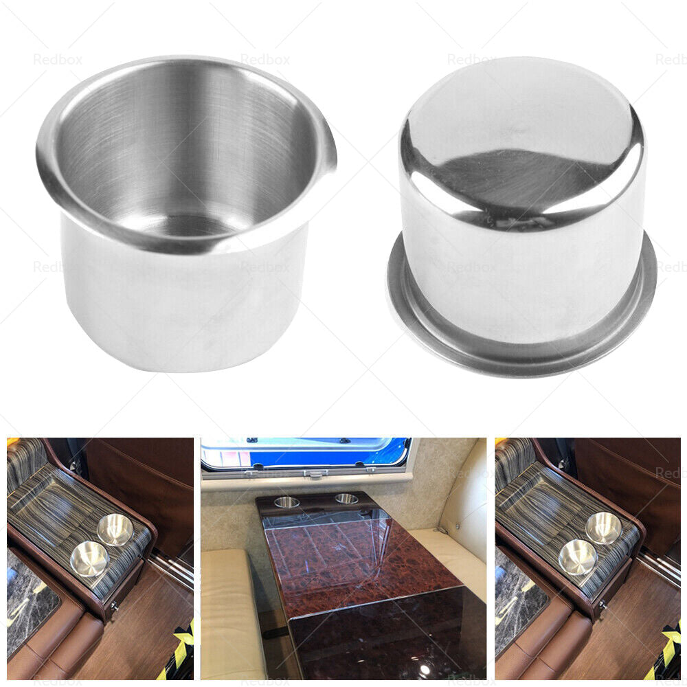 2x Stainless Steel Cup Drink Holder Suitable For Marine Car Truck Camper RV Boat