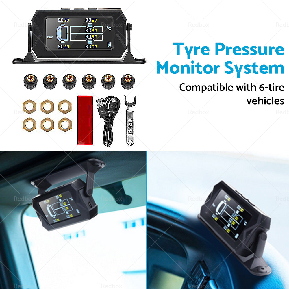 Tyre Pressure Monitoring System  6 Wheel Sensor for Caravan Truck Trailer Solar