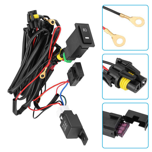 Harness Kit 12V Car LED Fog Light On Off Switch Wiring Harness Fuse Relay Kit