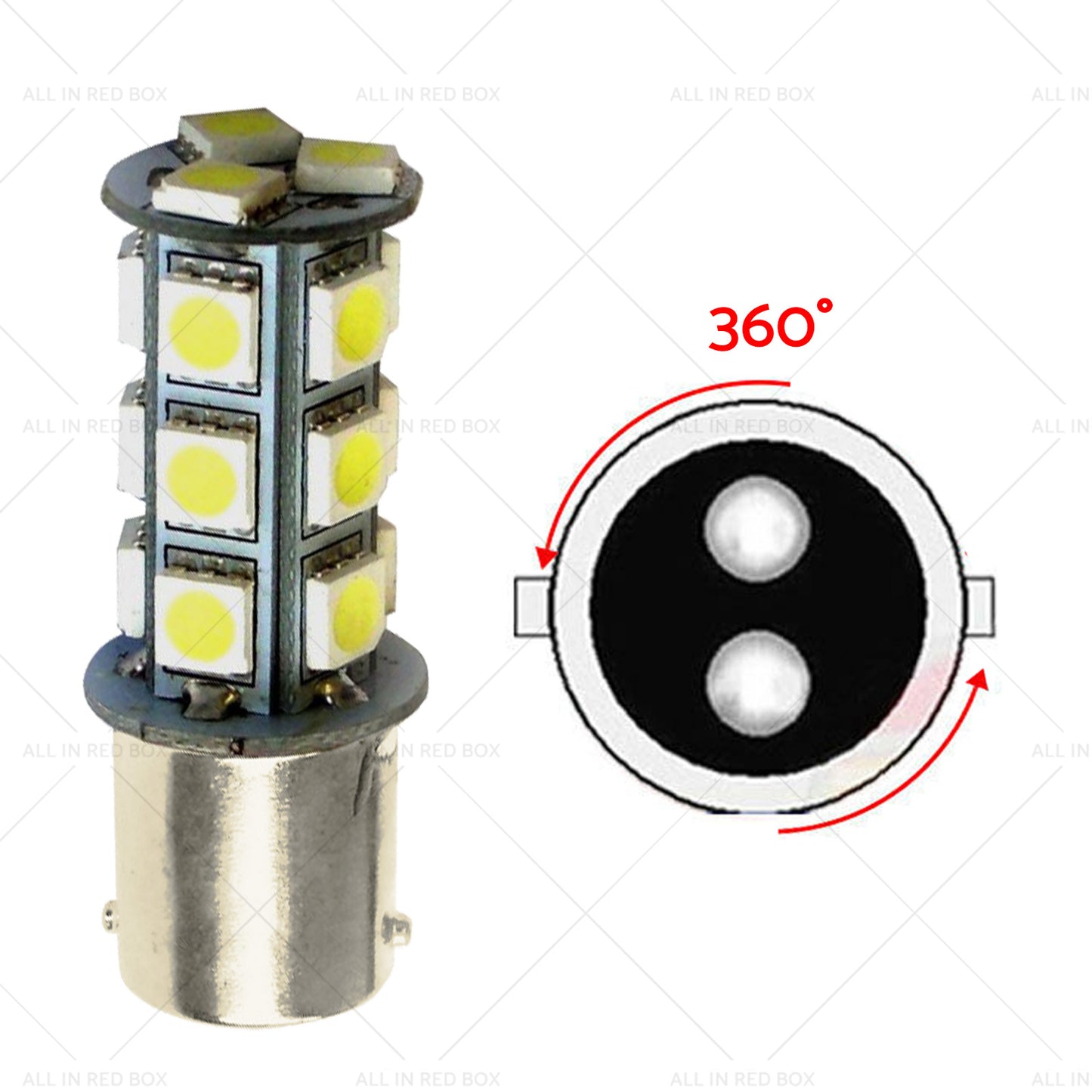 2x 12V BA15D LED 18 SMD Cool  White Light Globes 5050 For Caravan Car