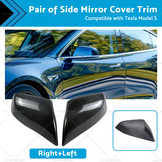 2x Real Carbon Fiber Wing Side Mirror Cover Trim Suitable For Tesla Model S