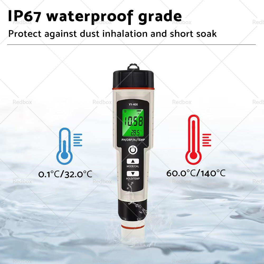 Portable 4 In 1 Hydrogen-Rich Test Pen PH ORP TEMP Water Quality Meter Tester