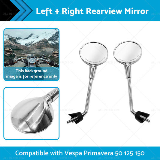 Left  and  Right Rearview Mirror Chrome Suitable For Vespa Primavera 50 125 150