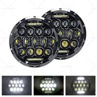 Pair 7In Round LED Headlights Hi Lo DRL Beam Headlamps Sealed Suitablefor Patrol