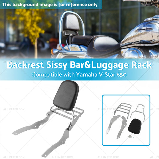 Backrest Sissy Bar Luggage Rack Suitable for Yamaha V-Star 650 Custom XVS650