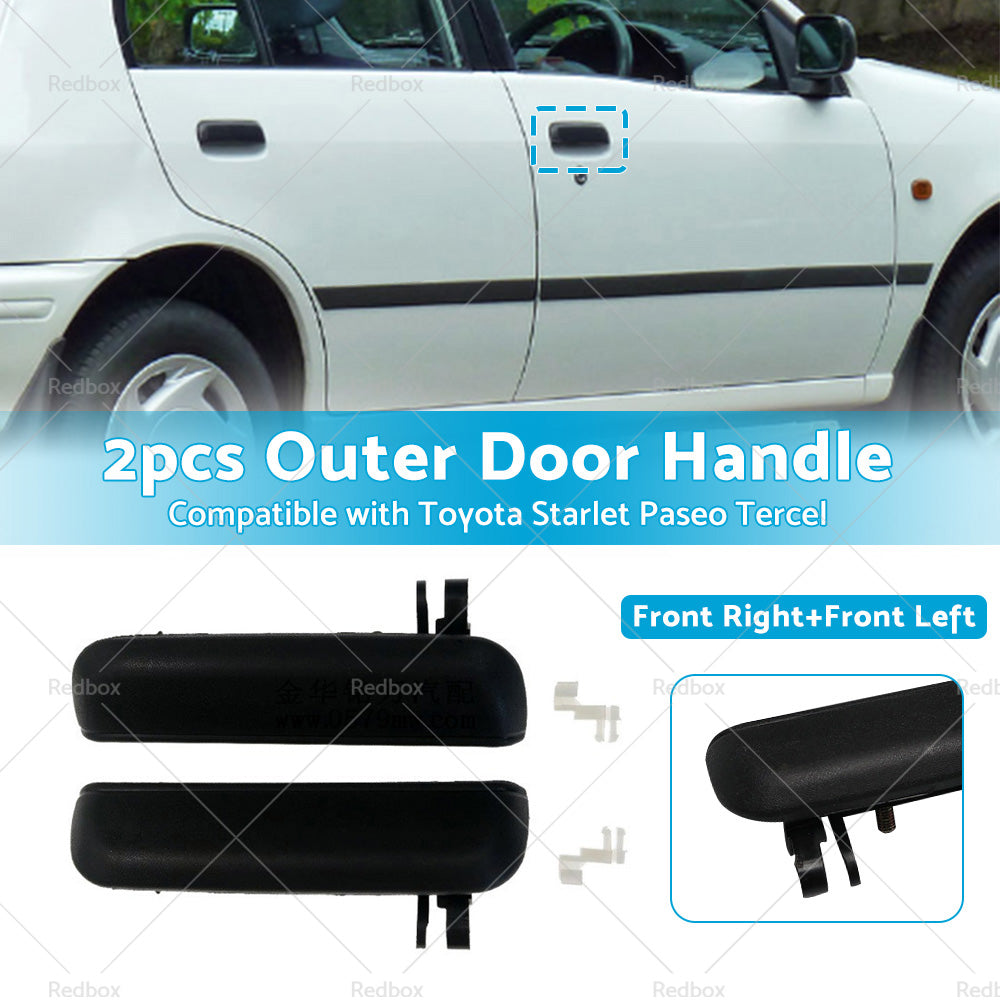 Pair LHRH FRONT Outer Door Handle Suitable For Toyota Starlet EP91 96~99 Black