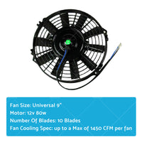 9 inch 12V Volt Electric Radiator Cooling Thermal Thermo Fan  Mounting Kits