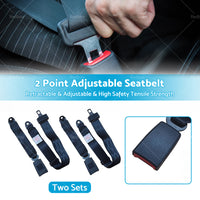 2 Set Car Truck 2 Point Retractable Adjustable Seat Lap Sash Belt Strap Seatbelt