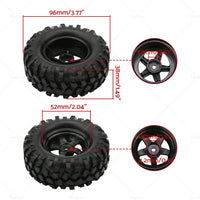 Wheels Rims Rubber Tires 12mm Hex Suitable For 1 or 10 Off-Road RC Rock Buggy Truck