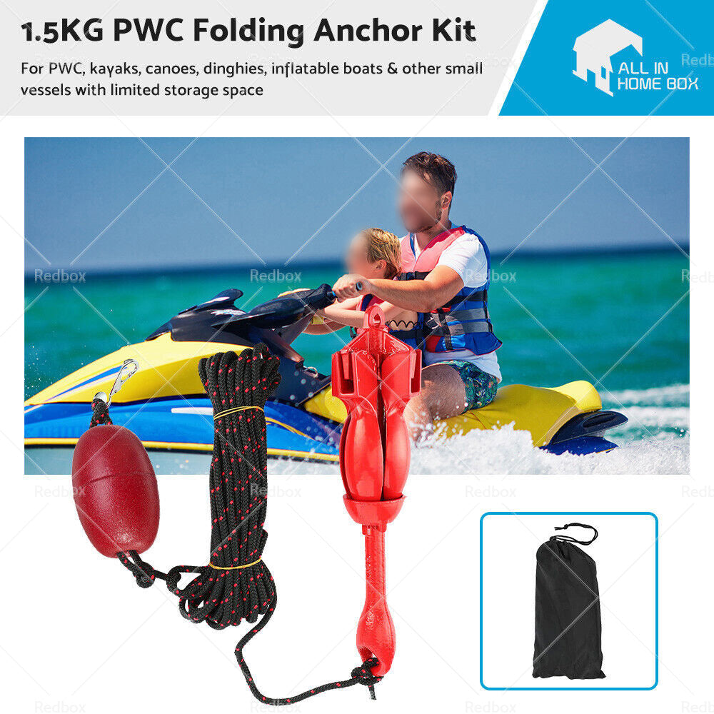 1. 5KG PWC FOLDING ANCHOR KIT- GRAPNEL or ROPE or FLOAT or HOOK - Kayak or Boat or Jet Ski or Canoe