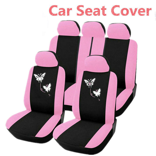 1 Set Deluxe Butterfly Pink Seat Cover ,Universal Front Rear Car Seat Cover