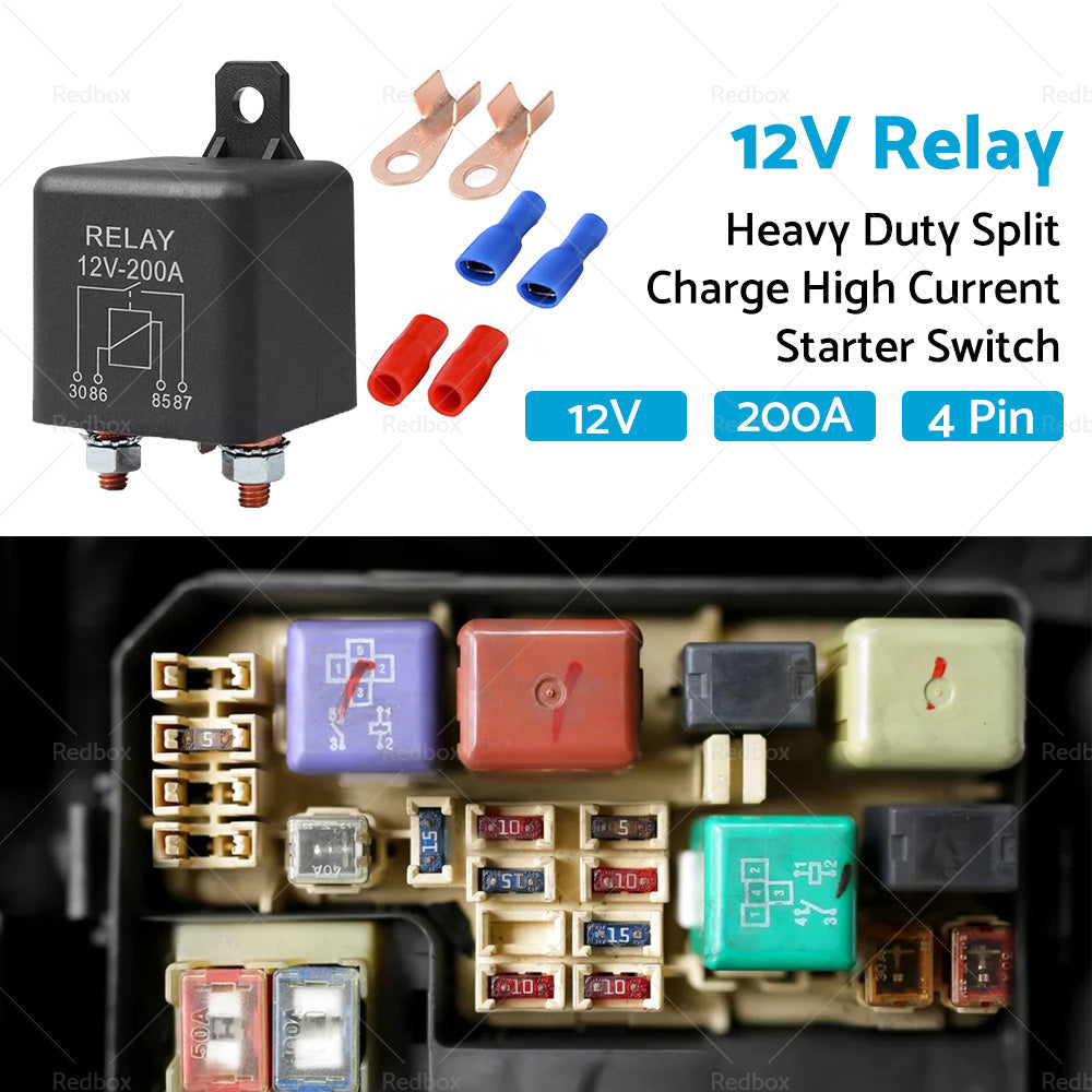 12V DC 200A Car Relay Heavy Duty Split Charge High Current 4Pin Starter Switch