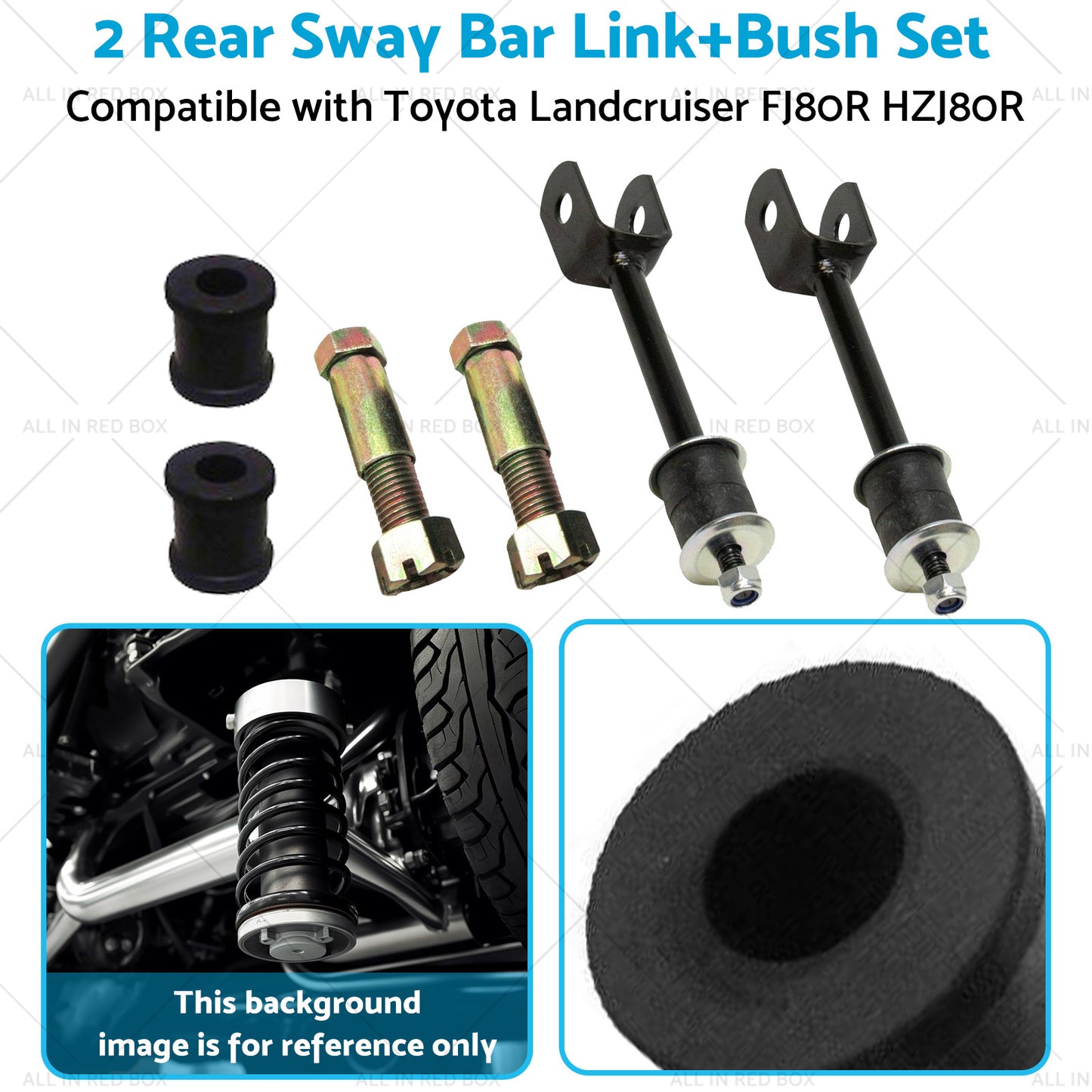 2 Rear Sway Bar Link+Bush Kit Suitablefor Toyota Landcruiser FJ80R HZJ80R HDJ80R