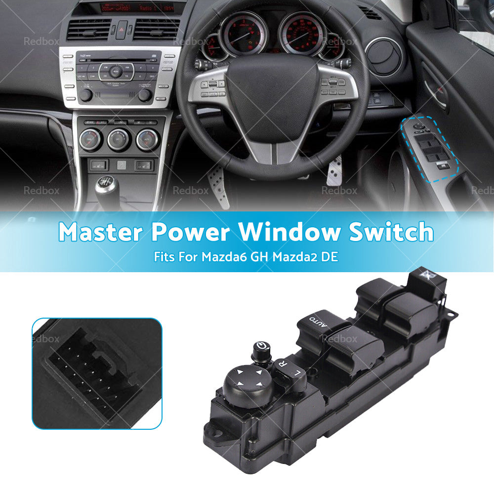 1X Front Right Master Power Window Switch Suitable For Mazda 6 GH Mazda 2 DE 2008-2012