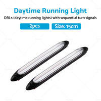 2x 15cm DRL LED Strip Lights Daytime Running Sequential Turn Signal Lamp