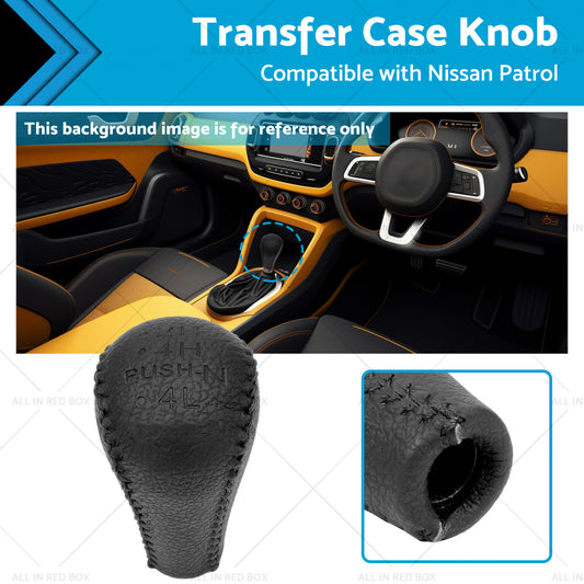 1PCS Black Leather Transfer Case Knob Suitable for Nissan Patrol GU Y61 GQ Y62