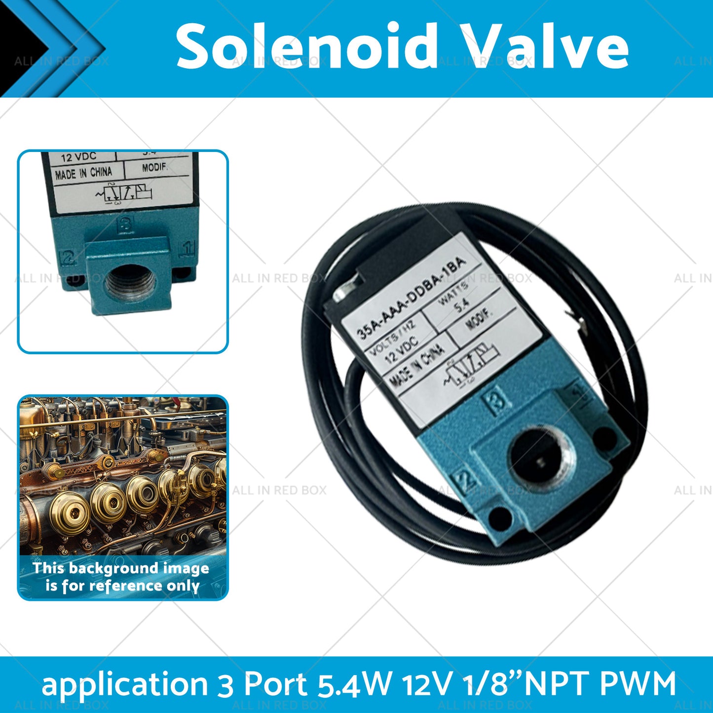 35A-AAA-DDBA-1BA Solenoid Valve application 3 Port 5. 4W 12V 1 or 8''NPT PWM