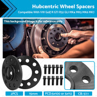 2X 15mmh Hubcentric Wheel Spacers 5x112 Suitable For VW Golf GTI R R32 MK4-MK7