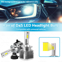 2PCS D4S LED Headlight Bulb Replace HID Xenon White 90W 6000K Conversion Kit