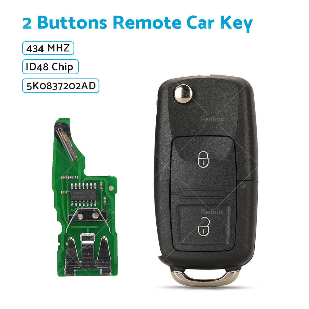 434 MHZ Fully Functional Remote Key Fob Suitable for VW Volkswagen Amarok Transporter