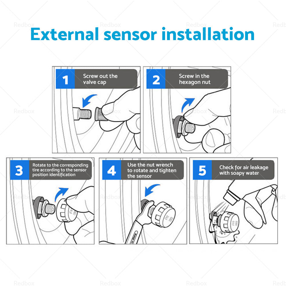 Tyre Pressure Monitoring System  6 Wheel Sensor for Caravan Truck Trailer Solar